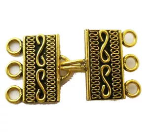 2 SETS 40X22MM TOGGLE BOX CLASP 3 STRAND ANTIQUE GOLD PLATED 200 DTH-343 - Picture 1 of 2