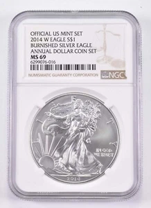 MS69 2014-W Burnished Annual Set - American Silver Eagle NGC - Picture 1 of 2