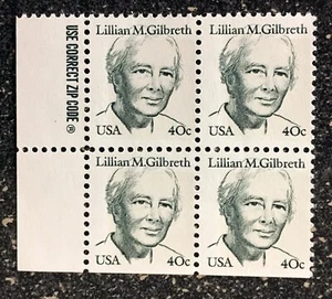 USA1984 #1868 40c Lillian M Gilbreth - Zip Block of 4 - Great Americans  Mint - Picture 1 of 1