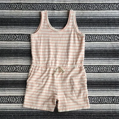 Camiseta sin mangas Old Navy L tela de rizo con cordón mameluco rosa blanco a rayas Foto 1 de 4