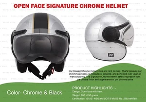 ROYAL ENFIELD "OPEN FACE SIGNATURE CHROME & BLACK HELMET" - Picture 1 of 8