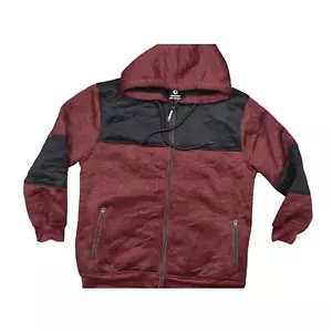 Akademiks Red Bomber Jacket Men's 2XL Polyester Sherpa Lined Hooded - Picture 1 of 7