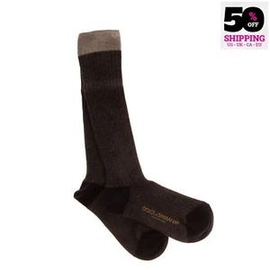 DOLCE & GABBANA Kids- Ribbed Calf Socks Size M / 6-8Y Thin Knit Made in Italy - Picture 1 of 5