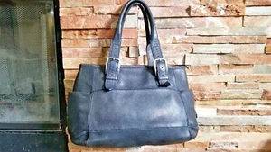 Cole Haan Black Leather Shoulder Bag Satchel Purse Pebble Grain - Picture 1 of 10