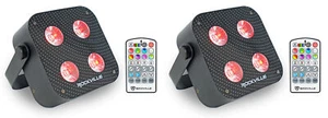 (2) Rockville MINI RF4 V2 Black DJ/Party Wash Lights+RF Remote+APP+Wireless DMX - Picture 1 of 11
