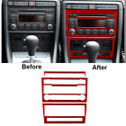 3Pcs Red Carbon Fiber Interior Central Console Cover Trim For Audi A4 S4 2007-08
