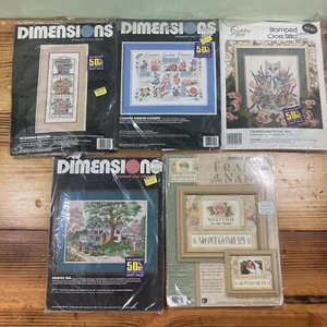 Cross Stitch Kit Lot Of 5 Dimensions Golden Bee Homes Flowers Cats Brand New - Picture 1 of 13