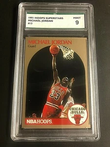 Michael Jordan 1991 Hoops Superstars Basketball Card #13 Graded SPA 9 MINT Bulls - Picture 1 of 2