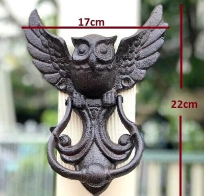 Larger Version Cast Iron Owl Door Knocker Rustic Brown  22x17x5cm Screw Included - image 1 of 4