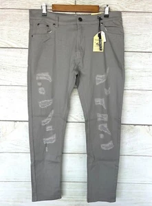 Trestles Thin Jeans Mens 34X32 Grey Distressed Canvas Style Stretch Skinny New - Picture 1 of 3