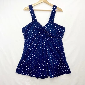 Palisades Beach Club Womens 46 Size 16 Swim Dress Blue White Polka Dots Vintage - Picture 1 of 6