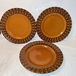 Mount Clemens China Ironstone dinner plates x3 brown circles retro mod 1970s - Picture 1 of 14