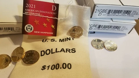 1 Sealed Mint Bag ($100) 2021 D New Hampshire American Innovation $1 Dollars UNC Cover