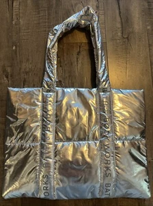 Bath And Body Works Tote 2024 Black Friday Silver PUFFY Bag New - Picture 1 of 4