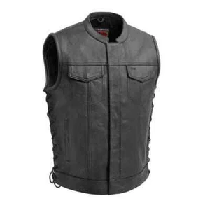 Sniper Men's Motorcycle Leather Vest FIM685CSL Size Large - Picture 1 of 4