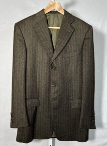 Ermenegildo Zegna Z US 40R Men's Silk & Cashmere Olive Roma Herringbone Blazer - Picture 1 of 24