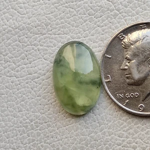 Prehnite flatback cabochon designer green prehnite translucent gemstone R13187 - Picture 1 of 5