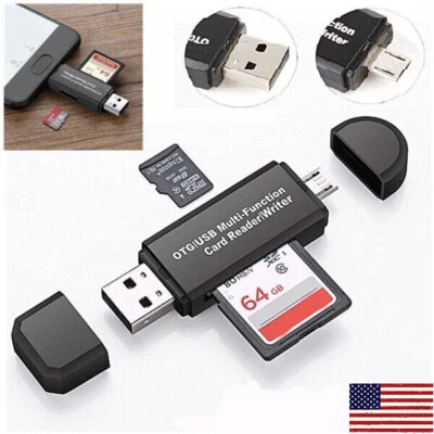 Micro USB OTG to USB 2.0 Adapter SD/Micro SD Card Reader With Standard USB Male~ - Image 1 of 4