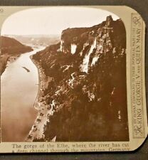 Germany Stereoview Card C1910 The Gorge Of The River Elbe Real Photograph 3D