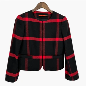 Alice + Olivia Women's Kidman Blazer Jacket Open Box Plaid Wool Cashmere Size XS - Picture 1 of 7