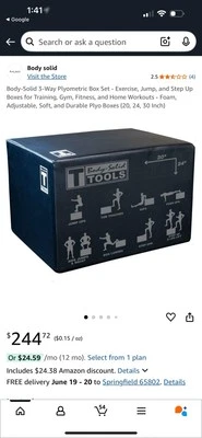 3-In-1 Soft-Padded Plyo Box with Wooden Core, Non-Slip Multi-Use Cushioned Plyom - Image 1 of 2