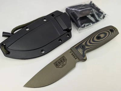 ESEE Knife Model 3 Dark Earth Carbon Steel Blade Black/Brown 3D G10 Handle USA - Image 1 of 4