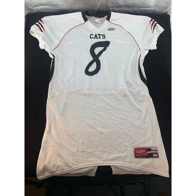 Camiseta de fútbol Rawlings Cats blanca negra número 8 adulto XL Pro Dri Foto 1 de 4