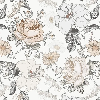 Papel pintado floral de 15,5"" x 197"" pelar y pegar moderno para dormitorio autoadhesivo... Foto 1 de 4