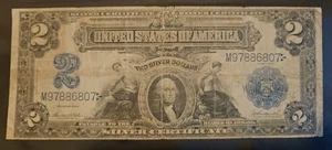 1899 $2 Silver Certificate – “Mini Porthole” Large Horseblanket Size Note (Fine) - Picture 1 of 2
