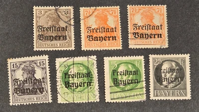 Freistaat Bayern Overprint Stamps 1919-1920 Set Bavaria German Reich - Image 1 of 3