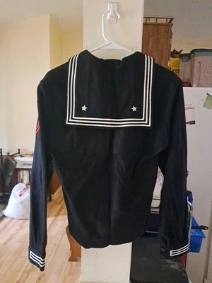 Camisa marinera vintage de la Marina de los Estados Unidos cinta negra lana talla 36r Foto 1 de 4