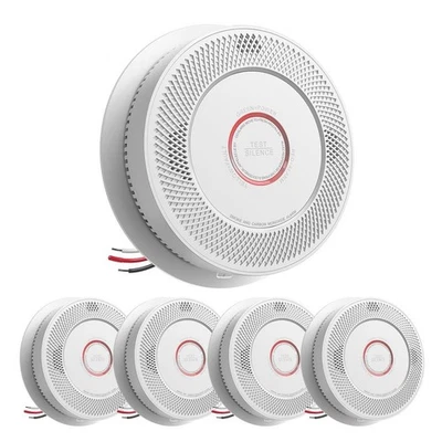 5 PACK SITERWELL Hardwired Smoke Alarm Carbon Monoxide Detector Interconnected - Image 1 of 4