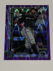 2025 Topps Chrome Xavier Edwards Chrome Purple Raywave Refractor 009/250 #115 - Picture 1 of 2