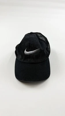 Nike Hat Cap Strap Back Black Mesh Trucker Embroidered Swoosh Mens Adjustable - Image 1 of 4