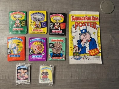 Garbage Pail Kids OS3–OS7 & OS10 Wax Packs + Poster  and Pins Vintage GPK 80s - Image 1 of 4