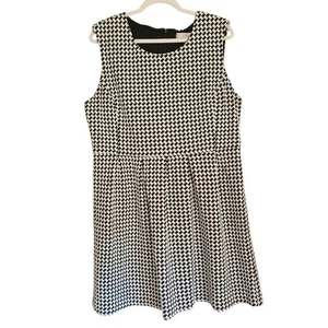 loft plus size fit & flare houndstooth sleeveless dress womens size 16 - Picture 1 of 3