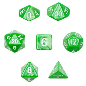 7 Numbered Die Polyhedral Dice Set in Velvet Pouch - Imperial Gem Green - Picture 1 of 4