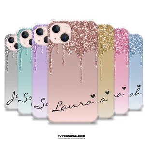Personalisierte Handyhülle Glitzer Name stoßfeste Abdeckung für iPhone 15 14 13 12 11 - Bild 1 von 20