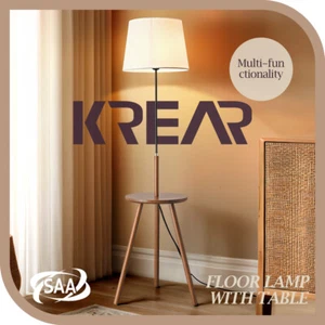Krear Floor Lamp with Table, Standing Reading Light Bedroom Light Tripod Legs - Picture 1 of 7