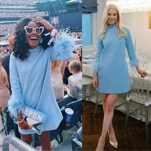 Tuckernuck Feather Mod Ellie Mini Dress Size XS Light Blue Long Sleeve - Picture 1 of 16