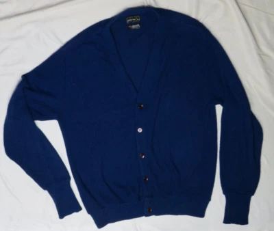 JCPENNEY HOMBRE SUÉTER GRANDE AZUL MARINO VINTAGE 100% VIRGEN ORLON CÁRDIGAN ACÍLICO Foto 1 de 4