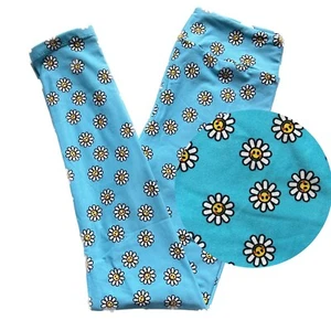 Girls S/M LuLaRoe Gigi & Jax~ WHITE FLOWERS on BLUE ~ Leggings KIDS SIZES 2-8 - Picture 1 of 3