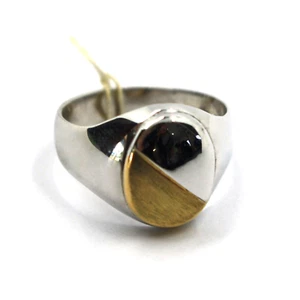 Anillo de Oro Amarillo Y Blanco ,18K, Hombre, Ovalados Central, Pulido Satinado - Imagen 1 de 6