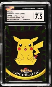 PIKACHU 1999 TOPPS POKEMON T.V. #25 Silver Foil Series 1 CGC 7.5 First Print - Picture 1 of 2