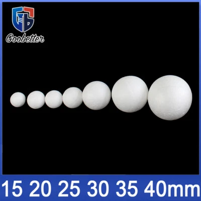 Schaumstoffbälle Styroporkugel Rund Weiß 15/20/25/30/35/40mm Solide Ball DIY - Image 1 of 4
