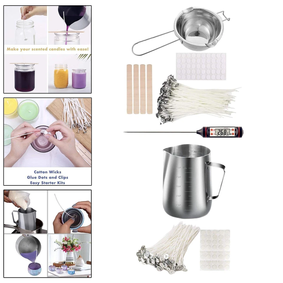 Candle Making Kit Tools Stainless Steel Pouring Pot Wick Holder Candle Wicks - Image 1 of 1