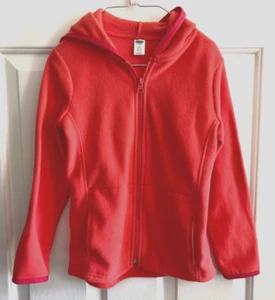 Kid's orange/coral fleece jacket, Old Navy, size S, full zip, 100% polyester - Picture 1 of 3