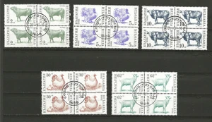 Bulgarie 1991 animaux de la ferme 5 blocs de 4 timbres oblitérés /TR6245 - Picture 1 of 1