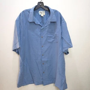 Vintage Big Dogs Shirt Men Extra Large Blue Short Sleeve Button Up SIlk Solid XL - Picture 1 of 13