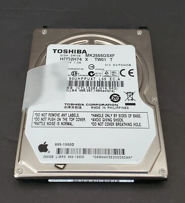 250GB APPLE HARD DISK DRIVE 2.5" Snow Leopard/MacBook & Pro/Mac Mini 2007-2012 - Image 1 of 2